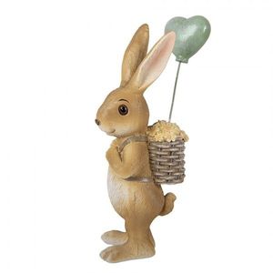 Dekorace hnědý králíček s nůší a balónkem - 7*5*17 cm 6PR5976 obraz