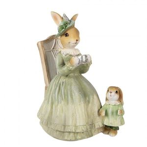 Dekorace sedící králičí mamka s králíčkem - 14*10*18 cm 6PR5980 obraz