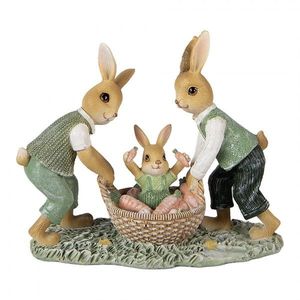 Dekorace králíčci s košíkem s mrkvemi - 17*7*14 cm 6PR5977 obraz
