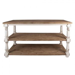 Bílo-hnědý antik prezentační dřevěný stůl Presenti - 180*100*85 cm 5H0752 obraz