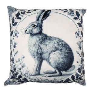 Béžový povlak na polštář s králíkem a věnečkem - 45*45cm KT021.439 obraz