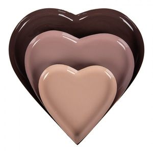 3ks barevná kovová miska srdce - Ø 24*1 / Ø 19*1 / Ø 13*1 cm 6Y5974 obraz