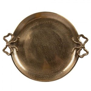 Zlatá antik miska podnos s mašličkami Raw Gold - 37*31*3 cm 6AL0084 obraz