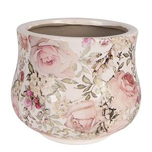 Keramický obal na květináč s růžemi Rosien M - Ø 18*15 cm 6CE2241M obraz