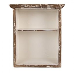 Bílo - hnědá antik nástěnná dřevěná polička Julia - 36*15*43 cm 6H2466 obraz