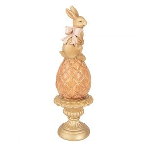 Hnědá antik dekorace králík na vajíčku na podstavci - Ø 8*27 cm 6PR6064 obraz