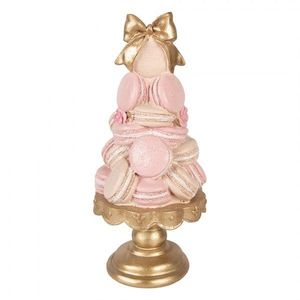 Růžovo-zlatá dekorace věž z makronek na podstavci - Ø 13*29 cm 6PR6062 obraz