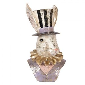 Dekorace busta zajíc v klobouku se zlatou patinou - 14*12*27 cm 6PR5965 obraz