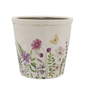 Béžový antik keramický obal květináč s květy Avignon M - Ø 16*16 cm 65095219 obraz