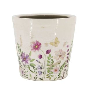 Béžový antik keramický obal květináč s květy Avignon L - Ø 21*19 cm 65095319 obraz