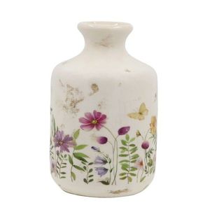 Béžová antik keramická váza s květy Avignon - Ø 11*17, 5 cm 65095419 obraz