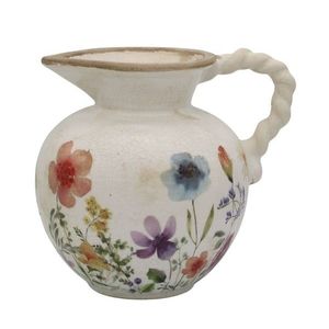 Béžový antik keramický džbán s květy Fleurville - 20, 5*18, 5 cm 65107919 obraz