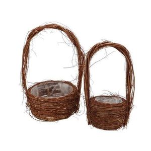 2ks hnědý proutěný košík květináč s uchy - Ø 25*43 / Ø 16*35cm 410050 obraz