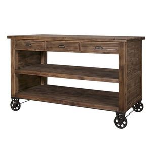 Hnědý antik dřevěný vozík ostrůvek na kolečkách Elloa - 150*70*90 cm 40058400 obraz