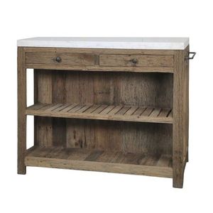 Hnědý antik servírovací stůl s mramorovou deskou Grimaud - 120*60*97 cm 40055300 obraz