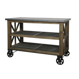 Hnědý antik dřevěný vozík ostrůvek se zinkovou deskou Anoa - 120*60*90 cm 40054500 obraz