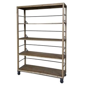 Hnědý antik dřevěný regál s policemi na kolečkách Anoa - 150*48*200 cm 40054300 obraz