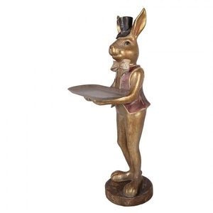 Zlatá antik dekorace králík s podnosem - 19*15*52 cm 6PR6001 obraz