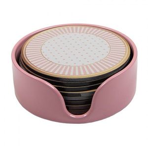 8ks podtácek pod skleničku s růžovým dekorem - Ø 10*4 cm 66444 obraz