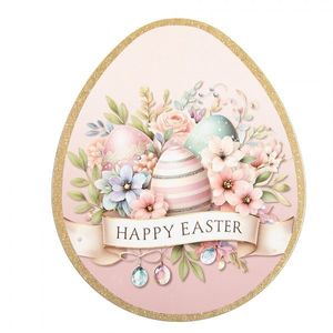 Dekorační plastový velikonoční talíř ve tvaru vajíčka Happy Easter - 35*29*1 cm 66440 obraz