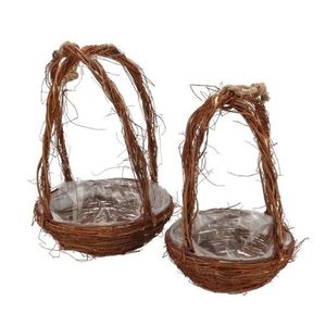 2ks hnědý proutěný košík květináč s uchy - Ø 25*39 / Ø 20*30cm 410049 obraz