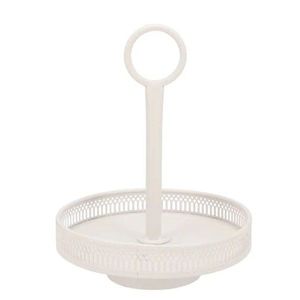Bílý antik kovový etažér s okrajem Nordic - Ø 20*27 cm 811332 obraz