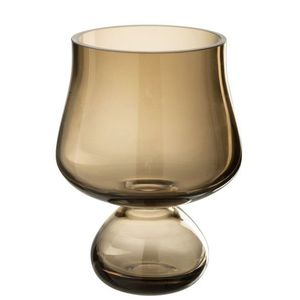 Hnědá skleněná váza/ svícen na noze Goblier - Ø 15*20 cm 58031 obraz