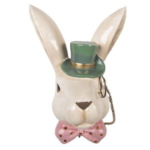 Nástěnná dekorace zaječí hlava s kloboukem - 17*11*25 cm 6PR5999 obraz