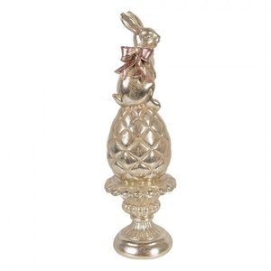 Zlatá antik dekorace králík na vajíčku na podstavci - Ø 8*28 cm 6PR6066 obraz