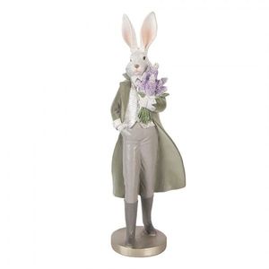 Noblesní vintage zaječí elegán s kyticí a sametovým kabátem - 17*15*53 cm 6PR5997 obraz