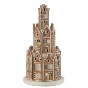 Hnědá svítící perníková věž z chaloupek GingerBread Led - Ø 20*37 cm 49751 obraz
