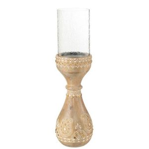 Malovaný dřevěný kulatý svícen s korálky Boho Mango wood - Ø 13*46 cm 50586 obraz