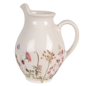 Béžový keramický džbán s lučními květy Flowers of Love S - 16*12*19 cm 6CE2235S obraz