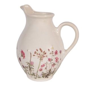 Béžový keramický džbán s lučními květy Flowers of Love M - 21*16*25 cm 6CE2235M obraz