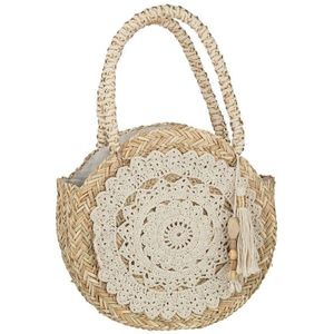 Plážová kulatá taška z mořské trávy s krajkou Beach Bag Lace - Ø 40*10cm 41762 obraz