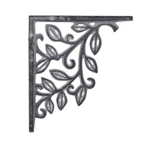 Šedá antik litinová policová konzole s lístky - 14*2*12cm 64039425 obraz