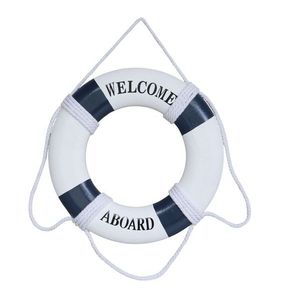 Bílo-modrá dekorace záchranný kruh Welcome Aboard - Ø 27*2, 5 cm 39111006 obraz