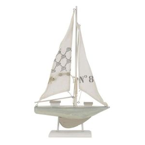 Krémová antik dřevěná dekorace loďka plachetnice - 25*2*42 cm 39110919 obraz