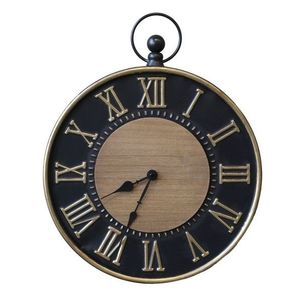 Černo-zlaté antik nástěnné hodiny – Ø 35*5 cm/ 1*AA 22033124 obraz