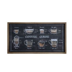 Černá nástěnná cedule s dřevěným rámem Coffee – 40*30 cm 22036900 obraz
