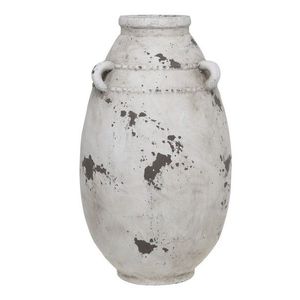 Bílo-šedá antik terakotová váza s oušky Frejus - Ø 21*36 cm 65090519 obraz