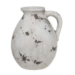 Bílo-šedá antik terakotová váza s ouškem Frejus - Ø 24*28 cm 65090319 obraz