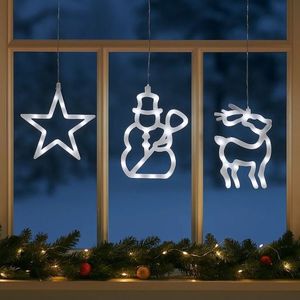 Nexos 32549 Vánoční dekorace na okno - hvězda, sněhulák, sob - LED FROST obraz