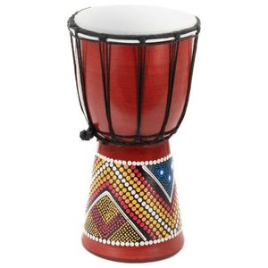 Dětský djembe buben 30 cm, mahagon, ručně malovaný obraz