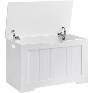 Bílá úložná lavice se sedákem a víkem, 76 × 48 × 40 cm obraz