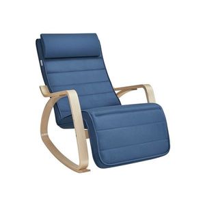Houpací křeslo s opěrkou nohou a polštářem, tmavě modré obraz