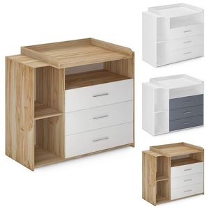 Přebalovací komoda, 3 zásuvky, bílá/sonoma obraz