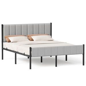 Manželská postel s čalouněným čelem, šedá, 207x161, 5 cm obraz