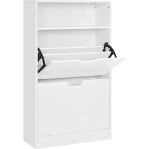 Bílý botník s výklopnými dvířky a policí 60x24x102cm obraz