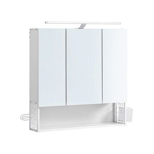 Bílá koupelnová skříňka se zrcadly a LED světlem 70 × 70 cm obraz